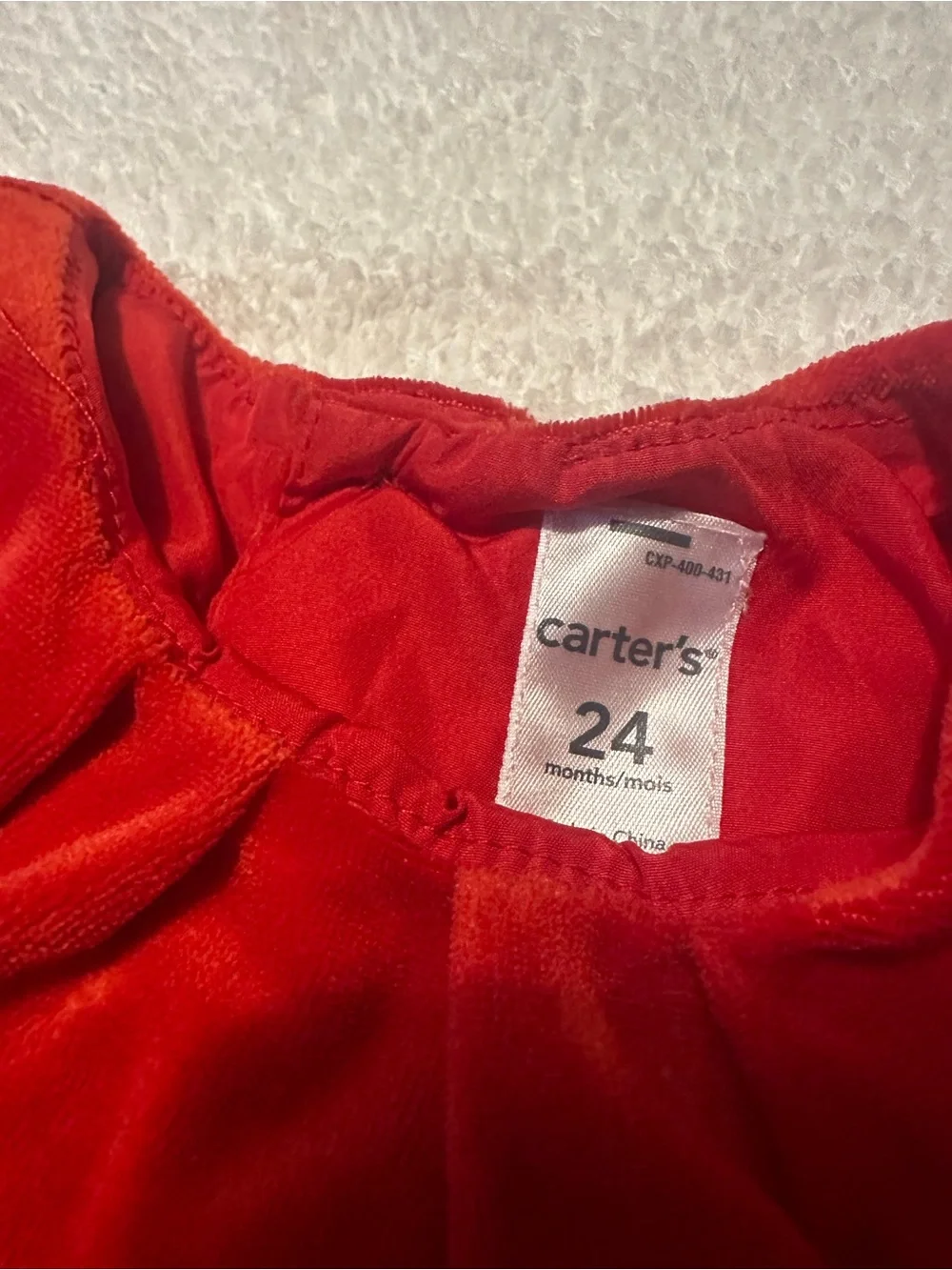 Carter's Red Velvet Bow Waist Party Dress